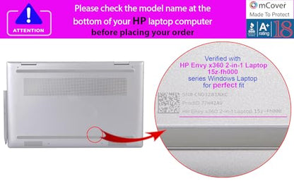 mCover Case ONLY Compatible for 2023~2024 15.6" HP Envy x360 15-FE0000 (Intel CPU) / 15-FH0000 (AMD CPU) Series Laptop (NOT Fitting Any Other HP Models) - Clear - color: Clear