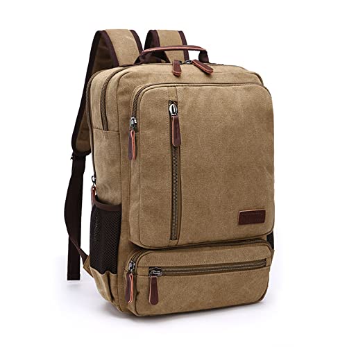 Executive Canvas Backpack for Heavy Duty Notebook Travel, Khaki