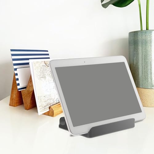 Luxshiny Aluminum Alloy Vertical Laptop Stand with Dual-Slot Design, Portable Tablet and Laptop Base Holder for Office Desk, Compatible with Multiple Devices, Black