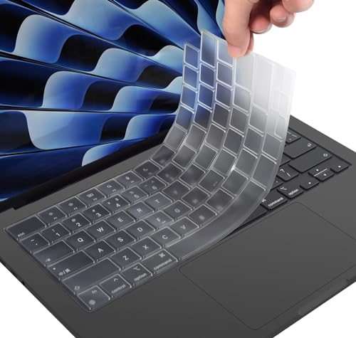 CaseBuy Premium MacBook Air 13 M4 Keyboard Cover for MacBook Air 13.6 inch | with M5 M4 M3 Chip A3449 A3240 A3113 2026 2025, TPU Protector Skin, Anti Dust & Spills (Not Fit Air 13 M1 A2179 A2337),Clear - size: MacBook Air 13.6"(2022-2026)