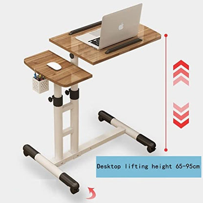 Overbed Table Overbed Table Portable Desk for Laptop with Wheels Adjustable Height Tilt Top and Mobile Rolling Stand Tilting Overbed Table Tray Bed Sofa Side - color: Pink