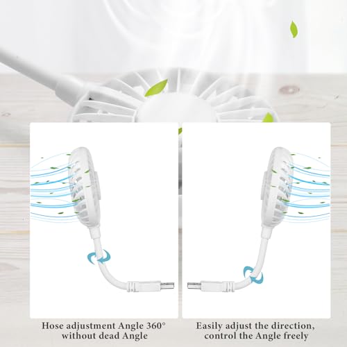 Tujoe 2 Pcs USB Fan, Mini Portable Desk Fan, White | USB Powered, Adjustable Rotation, Compact Design, Compatible with Laptop, Power Bank and USB Adapter for Office Travel