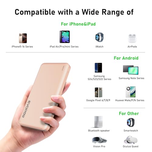 2-Pack Portable Charger, Slimmer 10000mAh Power Bank, USB C in&Out Fast Charging Battery Pack, External Portable Power Bank for iPhone Tablet Samsung Pixel Headphones etc (Blue&Pink) - color: Blue&Pink