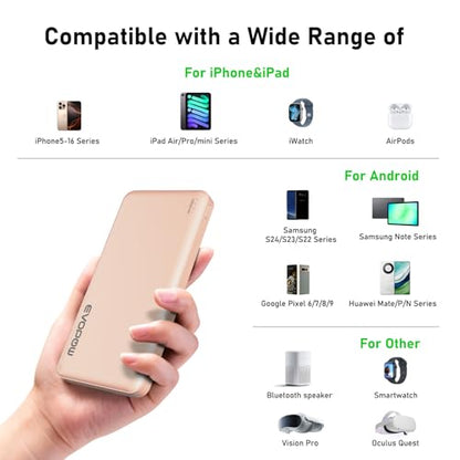 2-Pack Portable Charger, Slimmer 10000mAh Power Bank, USB C in&Out Fast Charging Battery Pack, External Portable Power Bank for iPhone Tablet Samsung Pixel Headphones etc (Blue&Pink) - color: Blue&Pink
