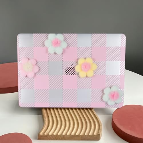 DTangLsm for MacBook Pro 13 inch Case 2025 2024-2016 M2 M1 A2338 A2289 A2251 A2159 A1989 A1706 A1708, Gingham Plush Plastic Hard Shell Cover for MacBook Pro 13.3 + Keyboard Cover, Pink Checkerboard - color: #2 Pink Checkerboard
