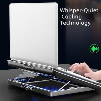 16-Inch Laptop Cooling Pad with Quiet Independent Fan – Adjustable Cooling Stand for 12-17 Inch Laptops, Gaming Notebooks & PCs – Ergonomic Height-Adjustable Design for Optimal Airflow & Comfort