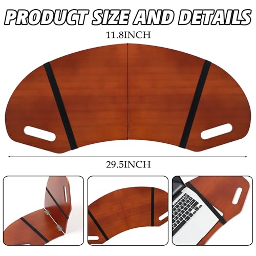 GlikCeil 29.5" Wood Curved Lap Desk Table Tray with Handles Wooden Foldable Desk Curved Bed Lap Board Keyboard Tray for Laptop Computer Mouse(Reddish Brown) - color: Reddish Brown