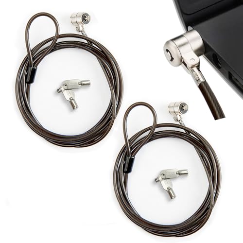 2 Pack Laptop Cable Lock, 6.6 Feet Anti-Theft Security Steel Lock with Keys, Heavy Duty 3x7mm Standard T-Slot Compatible with Lenovo, Asus, Acer Laptops & Tablets, Silver - color: silver-key-2pack