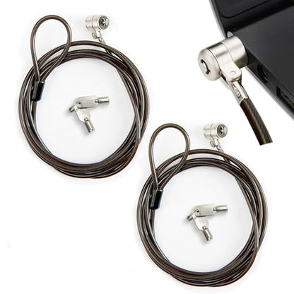 2 Pack Laptop Cable Lock, 6.6 Feet Anti-Theft Security Steel Lock with Keys, Heavy Duty 3x7mm Standard T-Slot Compatible with Lenovo, Asus, Acer Laptops & Tablets, Silver - color: silver-key-2pack