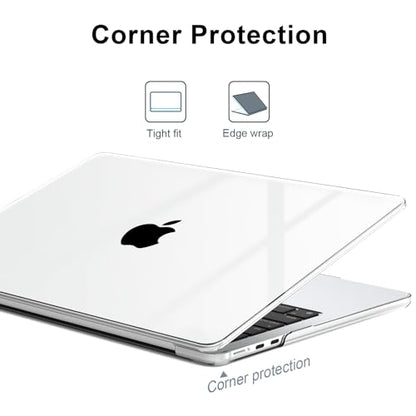 Compatible with MacBook Air 15 inch Case 2026 2025 2024 2023 M5 M4 M3 M2 A3448 A3241 A3114 A2941, Laptop Hard Shell Cover with Screen Protector + Keyboard Cover for MacBook Air 15.3" - Crystal Clear