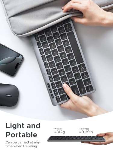 UGREEN K551 Slim Quiet Wireless Bluetooth 78Keys Keyboard, 3-Device Free Switching with Bluetooth & 2.4G, Compatible with Windows/macOS/iOS/Android, Works with MacBook, Lenovo, HP