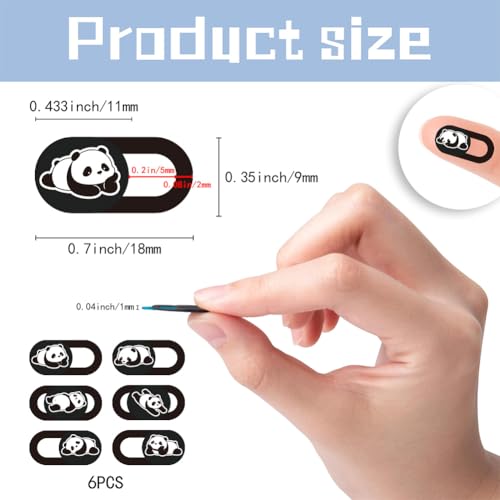 6Pcs 6 Styles Panda Phone Camera Cover Privacy Guard Accessories, 0.04 Inch Ultra Thin Webcam Cover Slide Cute Protector Blocker for Desktop Computer Tablet Notebook Mini PC Office Use - color: Panda