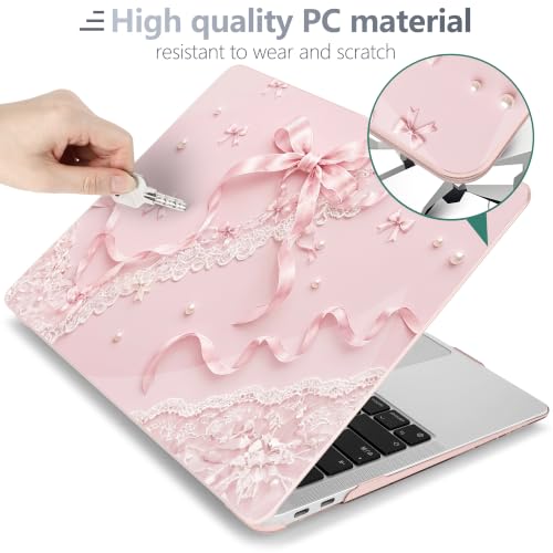 Batianda LumiArt Case for MacBook Air 13" M1 Chip, Coquette Ribbon | Fits Model A2337/A2179/A1932, 2018-2020; 1.2mm Slim Lightweight Hard Shell Cover, Scratch Resistant,4-in-1 Accessories Bundle - color: Coquette Ribbon