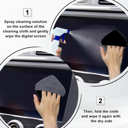 BFXM 2PCS Car Screen Cleaner, 4.1''×4.1'' Black Microfiber Dashboard Wipes | Square Microfiber Cloth, Automotive Display Wipes,Vehicle Screen Cleaner Tool for Dashboard Display, Car Interior Tool - color: Black& Grey