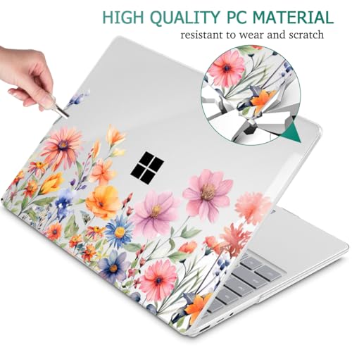 Mektron Surface Laptop Go 12.4 inch Case Compatible with Go 3/2/1 Microsoft Surface Laptop 12.4" Cover 2023-2020 Releases Model 1943/2013 Plastic Hard Shell Case with Screen Protector, Floral P165 - color: Floral P165