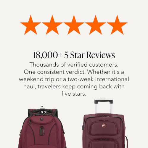 SWISSGEAR Sion 2-Piece Travel Set, Softside Expandable Carry-On Spinner Bundled with 1900 ScanSmart 17" Laptop Backpack with RFID Blocking & Tech Organization, Merlot - color: Merlot, size: 2-Piece Set (Carry-On/Backpack)