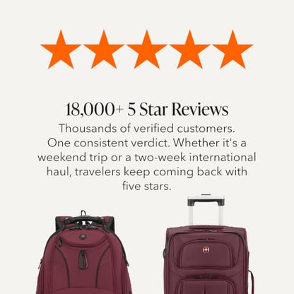 SWISSGEAR Sion 2-Piece Travel Set, Softside Expandable Carry-On Spinner Bundled with 1900 ScanSmart 17" Laptop Backpack with RFID Blocking & Tech Organization, Merlot - color: Merlot, size: 2-Piece Set (Carry-On/Backpack)