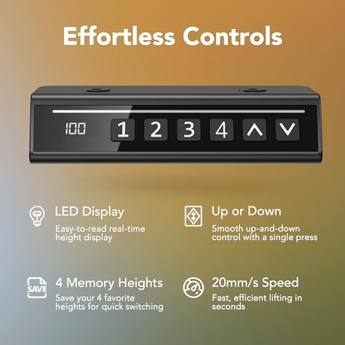 HUANUO 32x19 Inch Small Electric Standing Desk, Adjustable, Black | Compact Home Office Desk, 176lbs Heavy Duty Lifting with 4 Height Presets. M8 Screw Holes Ready for DIY Mobile Wheels - color: Black, size: 32" X 19"