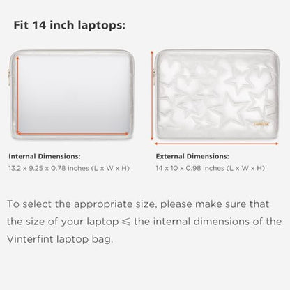 14 inch Laptop Sleeve Case for 14" MacBook Pro M5 M4 Max, Surface Laptop Studio 2, ThinkPad E14 Gen 6, IdeaPad 3i, 14.5" XPS 14, Inspiron 14, 14" Yoga Pro 7, HP Laptop Bag Cover, Off-White - color: Off-white, size: 14 inch / Macbook 14