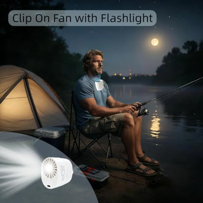 CHICWAY Portable Waist Fan Belt Fan Wearable Fan for Outdoor | Mini Fan with 6 Turbo Speeds, Ultralight, Personal Fan with LED Display Flashlight, 20H Worktime, for Jobsite Camping Travel