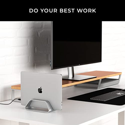 HumanCentric Vertical Laptop Stand Compatible with MacBook Pro & Air | PC Desk Stand, Aluminium, Exchangeable Inserts for Different Device Models, Fits MacBook Pro & MacBook Air, Silver Color - color: Silver