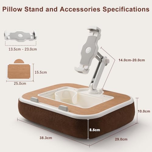 Tablet Pillow Stand,Phone Holder for Bed,Laptop Lap Desk with Snack Bowl,360° Rotating Clip Compatible with 4.7-13" iPad/Kindle/Phone,11-15" Laptop,Hands-Free Reading and Relaxation on Bed(Wood Grain) - color: Wood Grain