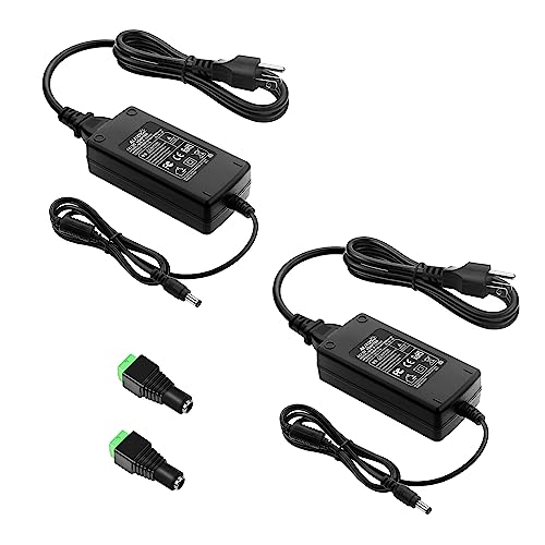 ALITOVE 12V 5A Power Supply AC/DC Adapter 100-240v 50/60hz to 12VDC 60W | 2 Pack, 12 Volt Power Supply 5Amp 4A 3A, 5.5x2.5/2.1mm Plug, 12V Transformer for LED Lights CCTV Camera Sceptre Monitor - size: 2 Pack