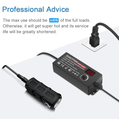 SHNITPWR Universal AC to DC Adapter 3V ~ 24V 2A 48W Switching Power Supply | 100V-240V AC to DC Converter,Variable DC Power Supply with 14 Tips/Polarity Reversal Cable for 12V 24V LED Lights Strip