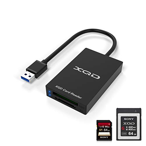 XQD Card Reader, USB 3.0 XQD/SD Card Reader Dual Slot Memory Card Reader 5Gpbs Super Speed Support Sony G/M Series, Lexar 2933x/1400x USB Mark XQD Card,SD Card for Windows/Mac OS - color: CR312-A