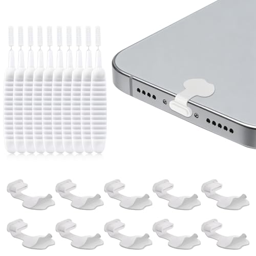 10 pcs Type C Dust Plugs, USB C Anti Loss Plug Cover, Silicone USB C Dust Cover Charging Port Protector Compatible with Phone 15, 16 17 Plus Pro Max & Type-C Devices - White - color: White