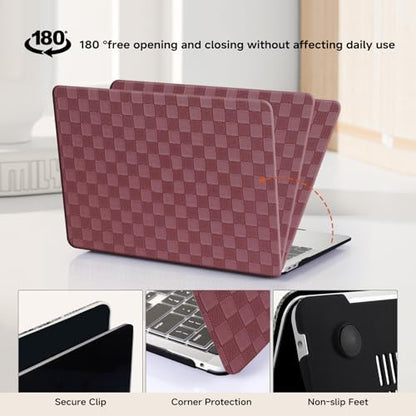 Checkered Print for MacBook Pro 13 inch Case M2 2026-2016 A2338 M1 A2251 A2289 A2159 A1989 A1708 A1706,Checkered Textured Cream Leather Hard Shell Case & Keyboard Cover,Checkerboard Red - color: Checkerboard Red, size: 2016-2026 Macbook Pro 13 inch M1 M2