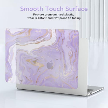 B BELK Compatible with MacBook Air 13 inch Case 2021 2020 2019 2018 M1 Chip | A2337 A2179 A1932, Plastic Laptop Hard Shell for MacBook Air 13.3 inch Case & Keyboard Cover &Screen Protector, Purple Marble - color: Purple Marble