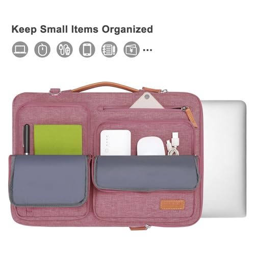 MOSISO 360 Protective Laptop Shoulder Bag, 15-15.6 inch Computer Bags | Compatible with MacBook Pro 16 inch, HP, Dell, Lenovo, Asus, Side Open Messenger Bag with 4 Zipper Pockets, Dusty Rose - color: Dusty Rose, size: 16 inch