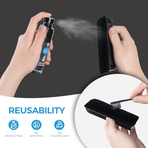 Click Clean 8-in-1 Vinyl Record Cleaning Kit, Complete LP Care Set | Complete Vinyl Care Set with Velvet Record Brush, Stylus Brush, Needle Gel, Cleaning Solution & More, For LPs & Turntables