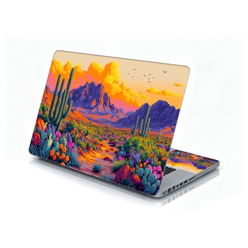 Universal Laptop Skin Sticker Decal, 12"-15.6" Aesthetic Vinyl Wrap | Desert Cacti Wildflowers Sunset Waterproof Notebook Cover Art Protector for MacBook HP Dell Lenovo, Fits 13" 14" 15" 15.6" - color: Desert Cacti Wildflowers Sunset
