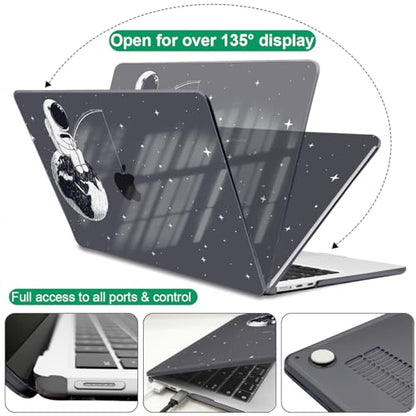 for 2022 2023 2024 2025 2026 MacBook Air 13 inch Case M5 A3449 M4 A3240 M3 A3113 M2 A2681 Cover, Glitter Black Printed Pattern Plastic Hard Shell Case for Mac Air 13 M5 2026, Astronaut Earth - color: Astronaut Earth