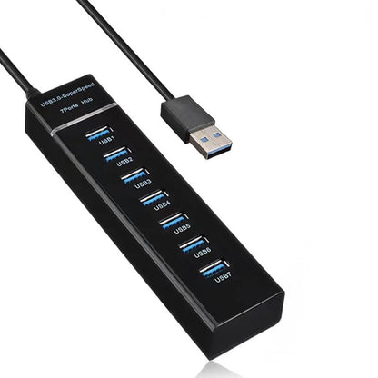 USB 3.0 Hub, 7-Port USB Data Hub Splitter for Laptop, PC, MacBook, Mac Pro, Mac Mini, More USB Devices-4FT(1x 3.0 Port+6X 2.0 Ports)