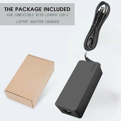 USB C 65W Laptop Charger Compatible with Lenovo Thinkpad X1 X13 T14 T15 T480s T580s ADLX65YDC2A ADLX65YLC2D Yoga 7i 9i C930 C940 Chromebook C330 S330 100e 300e 65W Laptop Power Supply Adapter Cord
