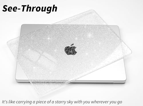 UESWILL for MacBook Pro 16 inch Case M5 M4 M3 M2 M1 A3429 A3428 A3403 A3186 A2991 A2780 A2485 (2021-2026 Release), Glossy Sparkling Hard Shell Cover + Microfiber Cloth, Glitter Clear - color: Glitter Clear, size: MacBook Pro 16" (M1 M2 M3 M4 M5)