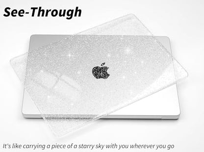 UESWILL for MacBook Pro 16 inch Case M5 M4 M3 M2 M1 A3429 A3428 A3403 A3186 A2991 A2780 A2485 (2021-2026 Release), Glossy Sparkling Hard Shell Cover + Microfiber Cloth, Glitter Clear - color: Glitter Clear, size: MacBook Pro 16" (M1 M2 M3 M4 M5)