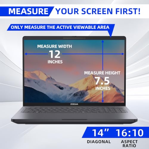 ZOEGAA 4-way 360° Laptop Privacy Screen 14 inch 16:10 Aspect Ratio. | Screen Size is 12 in Wide and 7.5 in High; Removable; Compatible With HP Dell Lenovo Samsung Thinkpad; - size: 14 in 16:10