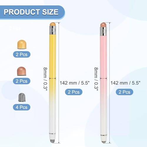 PATIKIL 4 Pcs Stylus Pens for Touch Screens, 2 in 1 High Sensitivity Universal Pen Capacitive Stylus for Phone Tablets Laptop Touch Screen Devices, Yellow Pink - color: Yellow Pink