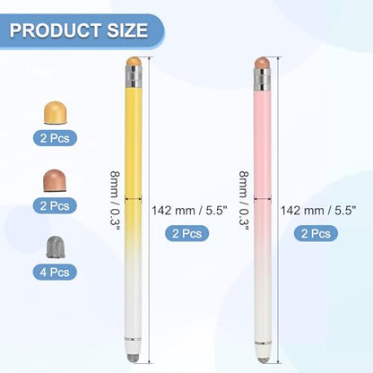 PATIKIL 4 Pcs Stylus Pens for Touch Screens, 2 in 1 High Sensitivity Universal Pen Capacitive Stylus for Phone Tablets Laptop Touch Screen Devices, Yellow Pink - color: Yellow Pink