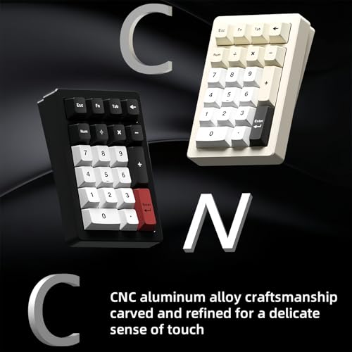 PANDA20 Mechanical Number Pad,VIA/QMK Programmable Macro Numpad Aluminum CNC Hot Swappable Gasket Wireless Numeric Keypad BT5.0/2.4Ghz/USB-C RGB Gaming Keypad for Laptop/PC (Black) - color: Black