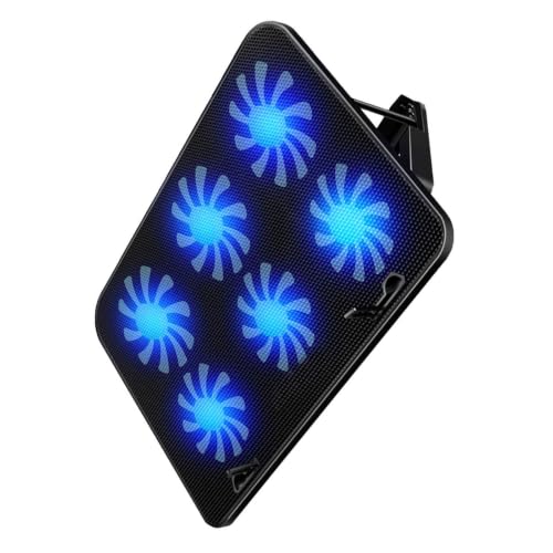 Laptop Cooling Pad with 6 Fans, Black Alloy and Abs Material, Anti-Slip Pad, Easy to Use Laptop Cooler Stand for Gaming and Office Use