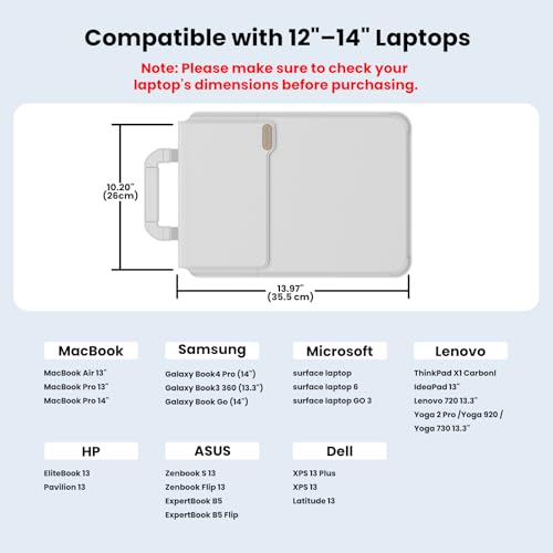 Nillkin Versatile Pro Upgraded 12-14in Laptop Sleeve with Stand & Mouse Pad | 3-in-1 Laptop Case for MacBook/Dell/HP/Lenovo, Slim, Travel Friendly, Dual-angle Stand, Magnetic Handle, PU Leather, Black - color: Gray, size: 14.2
