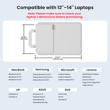 Nillkin Versatile Pro Upgraded 12-14in Laptop Sleeve with Stand & Mouse Pad | 3-in-1 Laptop Case for MacBook/Dell/HP/Lenovo, Slim, Travel Friendly, Dual-angle Stand, Magnetic Handle, PU Leather, Black - color: Gray, size: 14.2