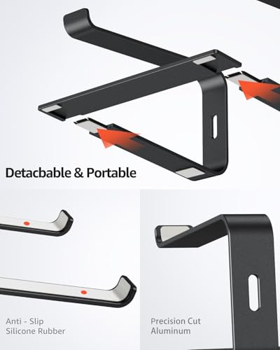 Adjustable Laptop Stand, Portable Laptop Riser, 11-15.6" (Black) | Sturdy Foldable Ergonomic Laptop Holder, Heat-Dissipation Design, Fits MacBook/Dell/HP/Lenovo for Home/Office