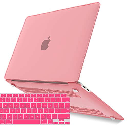 IBENZER Compatible with New MacBook Air 13 inch Case 2022 2021 2020 M1 A2337 A2179 A1932, Plastic Hard Shell Case with Keyboard Cover for Mac Retina Display with Touch ID, Pink, MMA-T13PK+1A - color: Pink