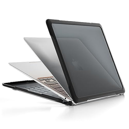Batianda 4-in-1 Ultimate Case for MacBook Air 13 Inch 2018-2020, Black | Fits M1/Intel Models A2337/A2179/A1932, Lightweight Slim Design, Carbon Fiber Side Texture, Matte Translucent Hard Shell - color: Black